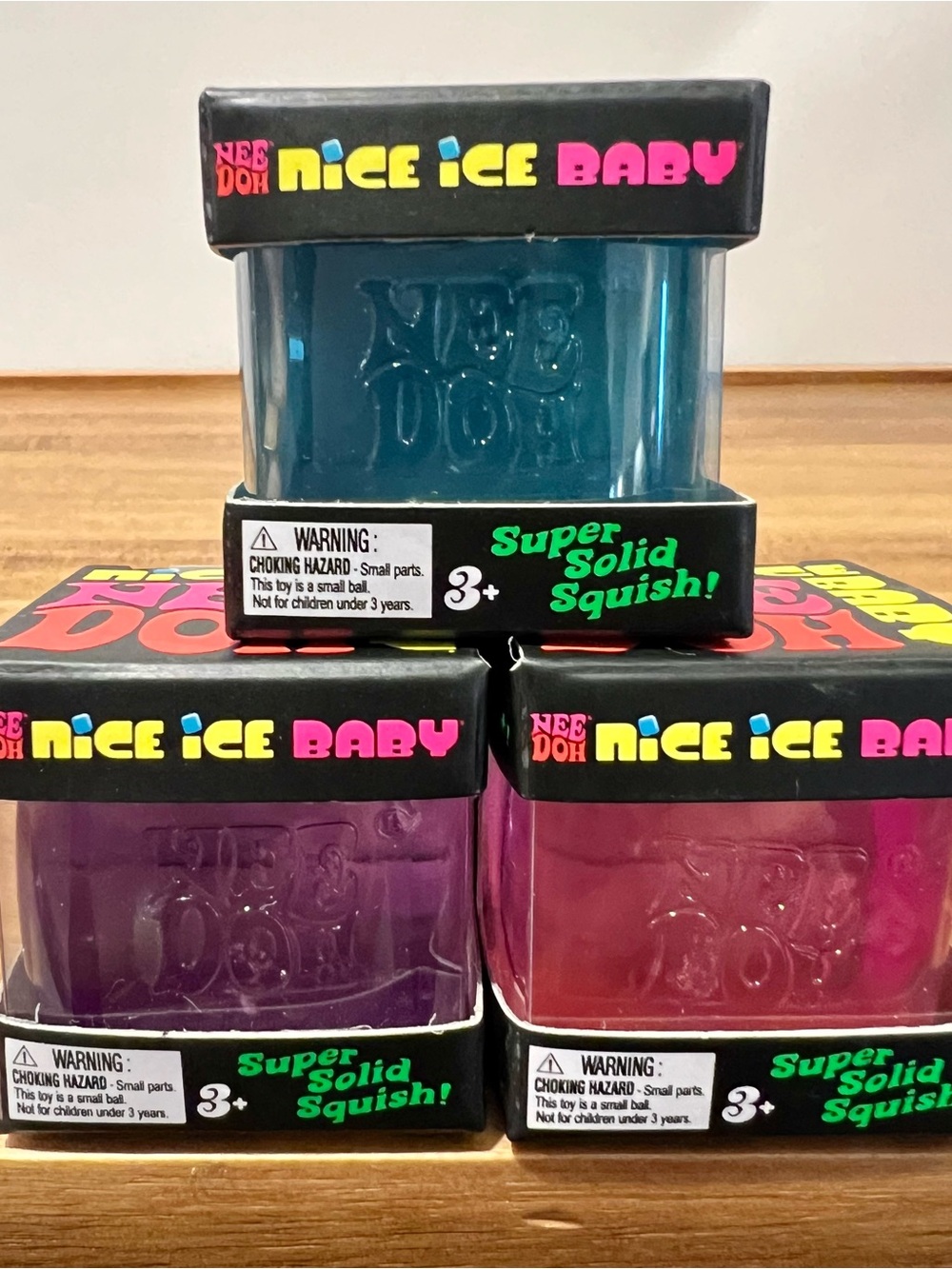 ✨NeeDoh Nice Ice Baby Super Solid Squish Cube-Bundle of 3 💜🩷🩵!